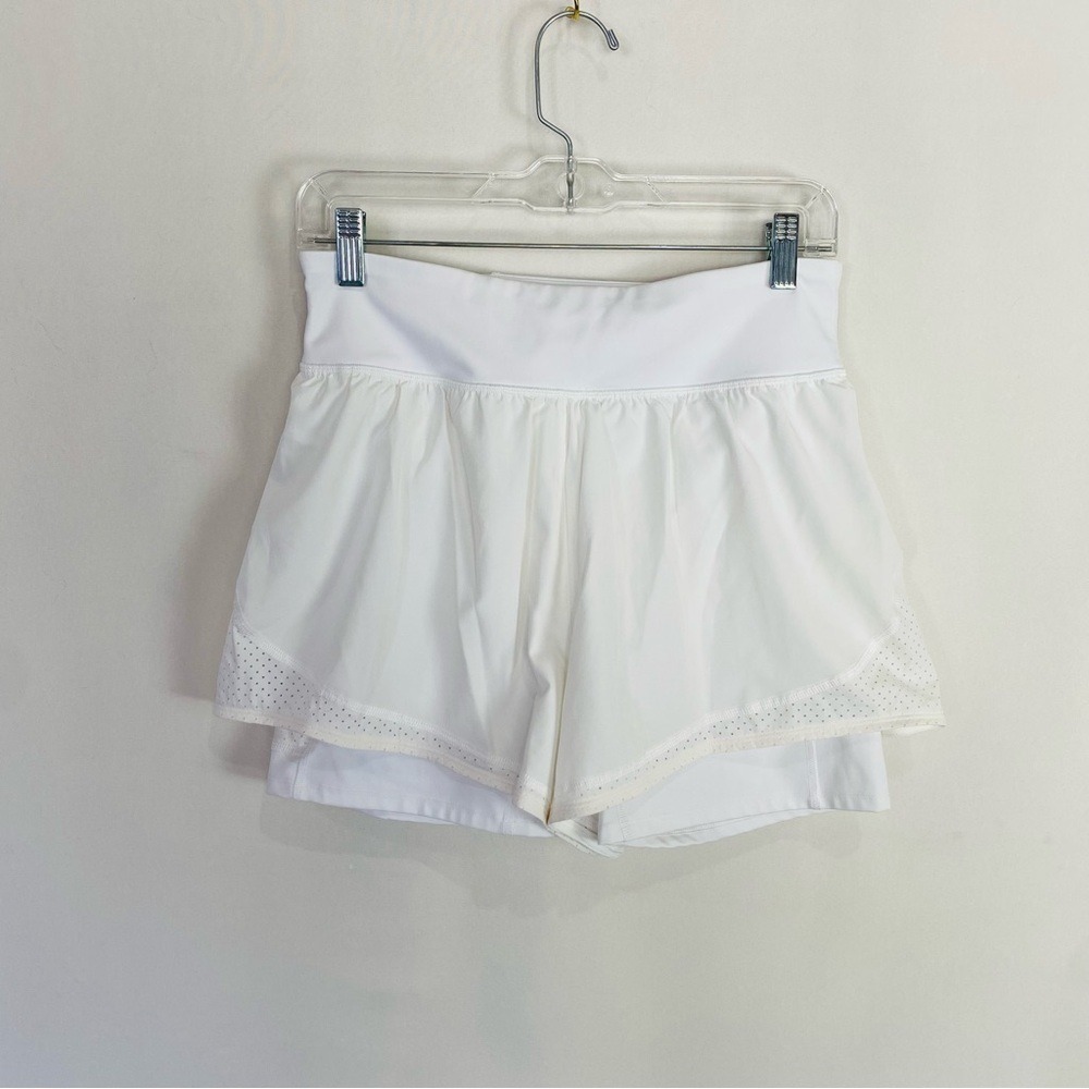 Spanx Get Moving Double Layer Shapewear White Athletic Shorts Size‎ Large